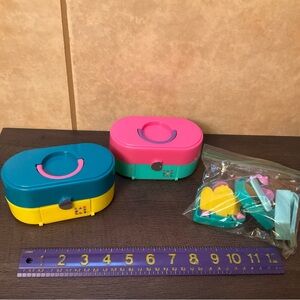 1993 Toy Biz Caboodles LOT 2 play sets TWO Dolls & Accessories Interchangeable